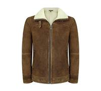 Infinity Mens Real Sherling Sheepskin Suede Jacket Brown Tan Vintage Zip Flying Pilot WW2