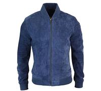 Infinity Mens Real Suede Leather Varsity Bomber College Jacket Classic Retro Vintage Camel Black