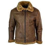 Infinity Mens Retro Vintage Classic Real Sheepskin RAF Pilot Flying Jacket Tan Ginger Fur Zip