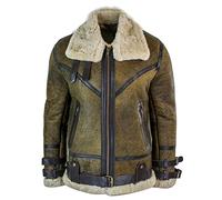 Infinity Mens Sherling Real Sheepskin Leather Viking Vintage RAF Jacket Brown Cream Fur