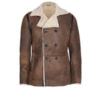 Infinity Men's Tan Rust Double Breasted Real Sheepskin Pea Coat XL