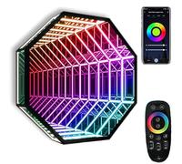 Infinity Mirror LED Sensory Light, Remote Control 3D Tunnel Light with 358 Color Changing Effects, Magical Decorative Lighting, 30cm