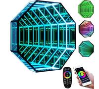 Infinity Mirror LED Sensory Light, Remote Control 3D Tunnel Light with 358 Color Changing Effects, Magical Decorative Lighting, 30cm