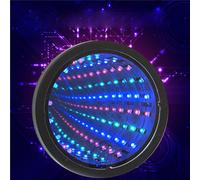 Infinity Mirror LED Tunnel Light - Multicolor Mood Lamp for Wall or Desk, Battery Powered (3x AA), 7 Color Patterns, Calming Optical Illusion