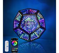 Infinity Mirror Light Cool Led Changing Night Dodecahedron Light with Music Sync Function for USB Powered for Computer Gaming Desk Birthday(5.91×7.09×7.09in)