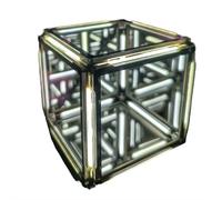 Infinity Mirror Night Light - 4D Acrylic Cube LED Bedside Lamp, Touch Dimmable Mood Light, Rechargeable USB-C Gamer Desk Decor, Futuristic Ambient Light for Bedroom - Creative Gift for Men (White)