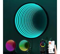 Infinity Mirror Sensory Tunnel Night Light LED Wall Lamp, Geometric RGB Color Changing Wall Decor, 3D Tunnel Magical Lighting for Home, Party, Bar Decor