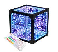 Infinity Mirror Tunnel Light, Desktop Rgb Sound Reactive Lamp with Remote Control and Usb Interface, Table Colors Cool Cube Night Lights for Games Halloween Party Bar Birthday Gift. 20 * 20 * 20cm