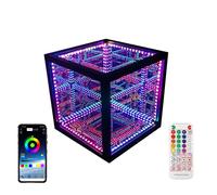 Infinity Mirror Tunnel Light, RGB Cosmic Cube Lamp with Remote Control, USB Charging Desk Lamp for Kids Nursery and Toys