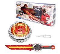 INFINITY NADO Blazing War Bear Metal Spinning Top with Sword Launcher Illuminated Spinning Top for Children Boys and Girls from 5 6 7 8 9 10 Red