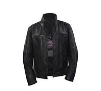 Infinity New Men’s Short Retro 100% Sheepskin Black Nappa Leather Biker Jacket Slim Fit (4XL)