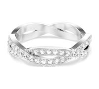 Infinity ring, Round cut, White, Rhodium plated