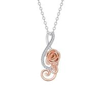 Infinity Rose Flower Pendant Necklace for Women Rose Gold Plated Cubic Zirconia Eternity Love Floral Chain Adjustable Link Chain Small Choker Fashion Gift