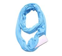 Infinity Scarf Loop Scarf with Hidden Zipper Pocket Collar Fashion Unisex Travel Autumn Winter Warm Fleece Scarf for Unisex Cycling Hiking Running (sky blue)
