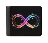 Infinity Symbol Autism Awareness Glitter Slim Wallet Bifold Credit Card Holder Case PU Pouch Purse for Men Women