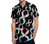 Infinity Symbol Men's Short Sleeved Shirt Casual Button Down Tops Beach T Shirts V Neck Tees L