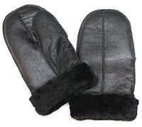 Infinity Unisex Black Soft Thick 100% Sheepskin Mittens with Black Fur S