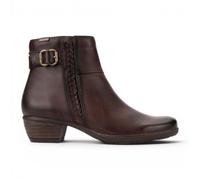 Infinity Utiel Women's Caoba Red Leather Ankle Buckle Zip Heel Boots