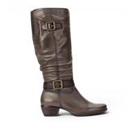 Infinity Utiel Women's Grey Leather Mid-Heel Knee-High Long Boots