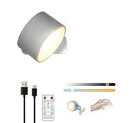 Infinity Wall Lamp - Wireless Rechargeable LED Sconce with Remote, Peel & Stick Magnetic Light, 360° Rotatable, Scandinavian Minimalist Wall Lamp for Bedroom, Hallway, Living Room (White)
