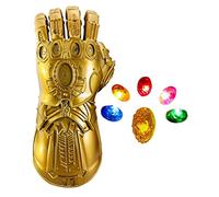 Infinity War Thanos Infinity Gauntlet with Electronic Detachable Glowing Infinity Stones Cosplay Halloween Prop PVC Gloves for Adult, Gold