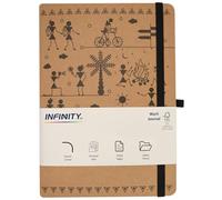 Infinity Warli Art A5 Notebook Journal, Hardcover Lined Paper 80 GSM, Classic Writing Journal Diary with Rear Pocket (Pack of 1, Brown)