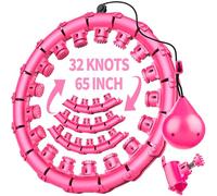 Infinity Weighted Hoop with 32 Links(62 Inch),Weighted Hula Hoop for Adults Weight Loss, Infinity Fitness Hoop Plus Size, for Women Smart Exercise Equipment (Bright Pink)