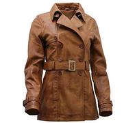 Infinity Women's 3/4 Tan Ladies Lamb Nappa Leather Trench Coat 2XL