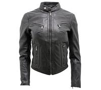 Infinity Women's Casual Black Leather Biker Jacket 8