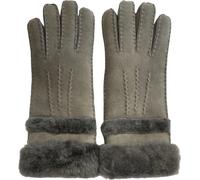 Infinity Leather Womens Grey Sheepskin Suede Gloves with Roll Up/Down Cuff