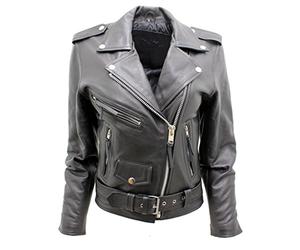 Infinity Women's Stylish Brando Black Leather Biker Jacket 14