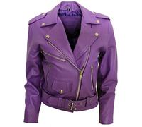 Infinity Women's Stylish Brando Purple Leather Biker Jacket 8