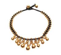 Infinityee888 Anklet Bells Adjustable Brass Bell bead Rope Braided Ankle Bracelet Indian Boho Handmade Charm Anklets for Women, Teengirl-BCBEL1, L, Stone, Created Peridot