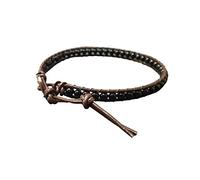 Infinityee888 Onyx Bead Anklet bracelet 10-10.5 inches woven with Leather cord beautiful handmade hippie bohemian Unisex Anklet Gift Idea for Both Men Women, 25.40 cm, Leather, Agate