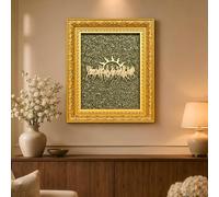 INFINIX CRYSTAL 7 Horses on Raw Pyrite Frame | 13×11 inches Big Size Luxurious Seven Horses with Sun Vastu Frame | Certified Pyrite Stone Wall Hanging for Home and Office Decor & Gift