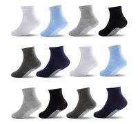 InfiniZer 12 Pairs Baby Grip Socks Toddler Non Slip Socks Soft Breathable Cotton Kids Anti Slip Sock with Grip for Girls Boys Ages 0-5 Years (Age 3-5 Years, B)