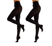 InfiniZer 2 Pairs 50 Denier Black Tights Women, Soft Stretch Opaque Tights, Control Top High Waisted Ladies Footed Pantyhose