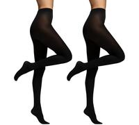 InfiniZer 2 Pairs 70 Denier Black Tights for Women Soft Opaque Run Resistant Womens Ladies Tights Multipack (UK, Alpha, S, M, Regular, Regular, Black)