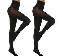 InfiniZer 2 Pairs Tights Women, Opaque Tights for Women 40 Denier (UK, Alpha, M, L, Regular, Regular, Black+Black)