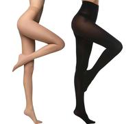 InfiniZer 2 Pairs Tights Women, Opaque Tights for Women 40 Denier (UK, Alpha, S, M, Regular, Regular, Black+Nude)