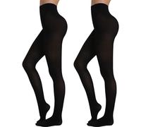 InfiniZer 2 Pairs Tights Women, Opaque Tights for Women 80 Denier (UK, Alpha, S, M, Regular, Regular, Black+Black)