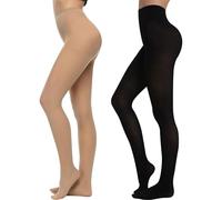 InfiniZer 2 Pairs Tights Women, Opaque Tights for Women 80 Denier (UK, Alpha, S, M, Regular, Regular, Black+Nude)