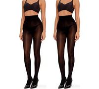 InfiniZer 2 Pairs Women's Oily Shiny Tights High Waist Glossy Sheer Tights Pantyhose 8 Denier