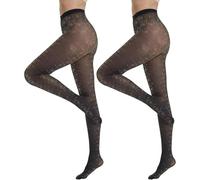 InfiniZer 2Pairs Sparkly Tights Women - Shiny Glitter Lurex Pantyhose with Metallic Threads, 20D High Waist Elastic Tights for Halloween, Christmas, Cosplay, Party, Dresses & Boots