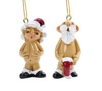 InfiniZer 2PCS Christmas Decorations Naughty Naked Santa Ornament Funny Xmas Tree Hanging Christmas Party Decor Gifts