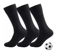 InfiniZer 3 Pairs Football Socks Men Boys Breathable Knee High Rugby Sock Towel Bottom Soccer Socks for Adults Kids Teenage Sport Training (L, Black)