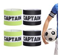 InfiniZer 4 PCS Captains Armband for Football Training, Adult & Junior Adjustable Elastic Soccer Captain Armband Captain's Sports Arm Bands (2*Green+2*Black, Junior)