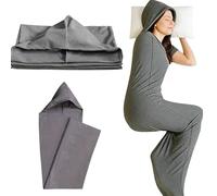 InfiniZer Compression Sleep Sack, Lightweight Wearable Hooded Compression Pod & Sleep Pod, Breathable Stretch Fabric (Grey, Adult-M)
