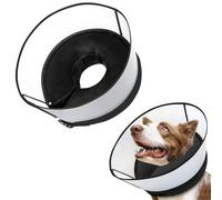 InfiniZer Inflatable Dog Collars for After Surgery 2-in-1 Dog Cone Collar with Detachable Shield Anti-Lick Bite Protection Donut Cone for Small Medium Large Dogs (Black, XL)