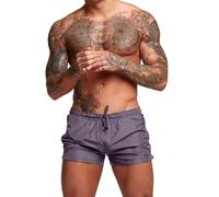 InfiniZer Men’s Swim Shorts Quick Dry Swimming Trunks with Triangle Mesh Lining Beach Swimwear with Pockets for Men (L, Grey)